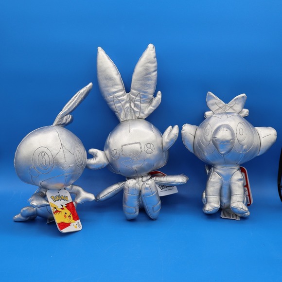 Pokemon Other - Pokemon Scorbunny Sobble Grookey Silver Metallic Plush Set 2021 NWT